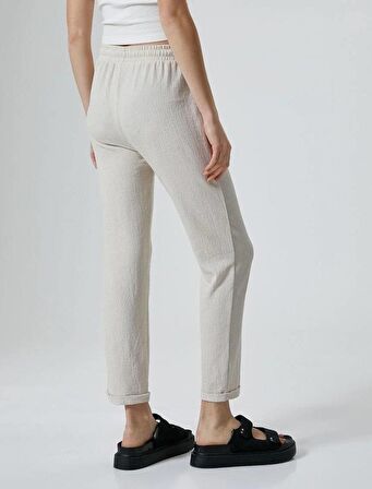 4SAL40022IK Koton Kadın Kanvas Pantolon BEJ