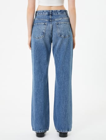 Yüksek Bel Straight Jean Kot Pantolon Yırtık Düz Paça - Eve Jeans