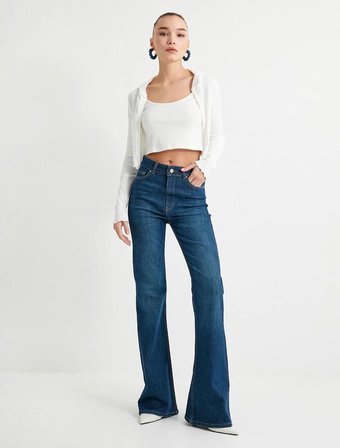 4SAL40098MD Koton Kadın Jean Pantolon KOYU İNDİGO