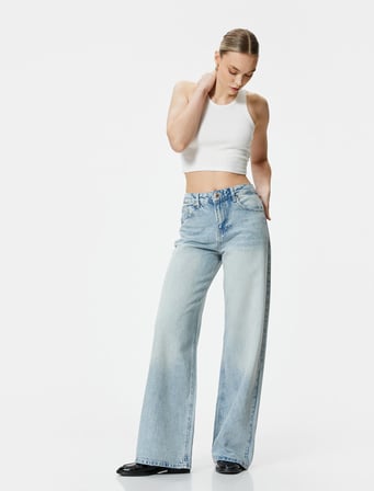 Yüksek Bel Loose Fit Kot Pantolon TENCEL™ Kumaş Karışımlı - Loose Fit Jean