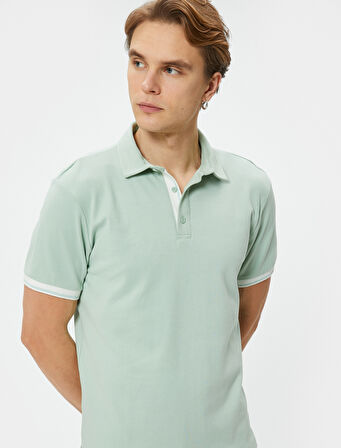 Polo Yaka Tişört Slim Fit Düğmeli Kısa Kollu
