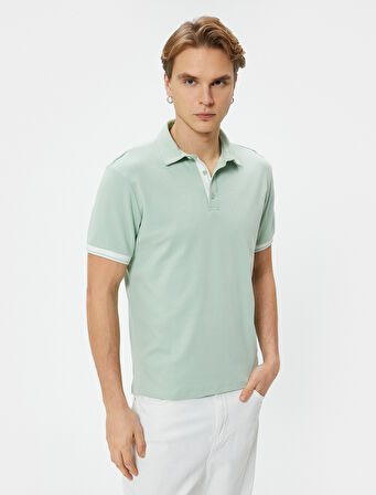 Polo Yaka Tişört Slim Fit Düğmeli Kısa Kollu