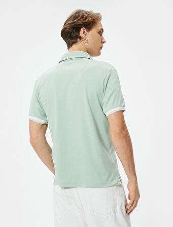 Polo Yaka Tişört Slim Fit Düğmeli Kısa Kollu