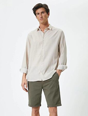 4SAM40064HW Koton Erkek Penye Şort HAKİ