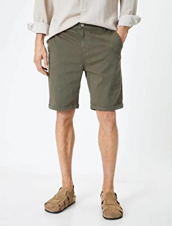 4SAM40064HW Koton Erkek Penye Şort HAKİ