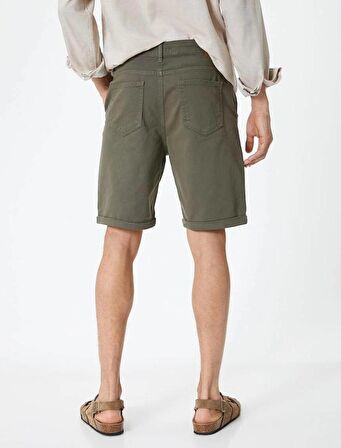 4SAM40064HW Koton Erkek Penye Şort HAKİ