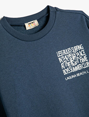 Sweatshirt Arkası Baskılı Slogan Temalı Uzun Kollu