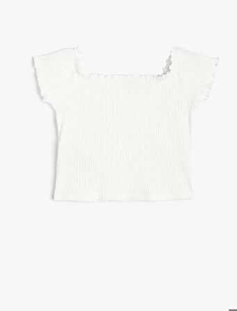 4SKG10169AK Koton Kız Çocuk T-shirt EKRU