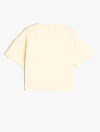 4SKG10173AK Koton Kız Çocuk T-shirt BEJ