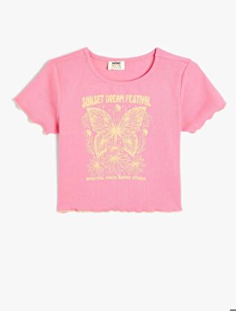 4SKG10204AK Koton Kız Çocuk T-shirt PEMBE