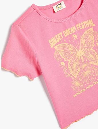 4SKG10204AK Koton Kız Çocuk T-shirt PEMBE