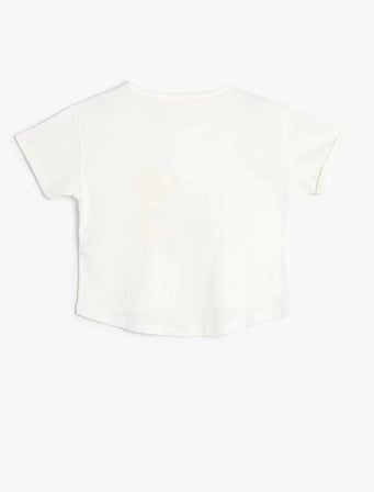 4SKG10223AK Koton Kız Çocuk T-shirt EKRU