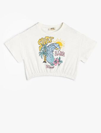 4SKG10235AK Koton Kız Çocuk T-shirt EKRU