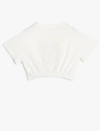 4SKG10235AK Koton Kız Çocuk T-shirt EKRU