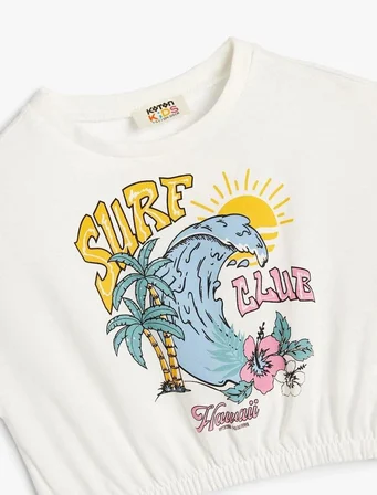 4SKG10235AK Koton Kız Çocuk T-shirt EKRU