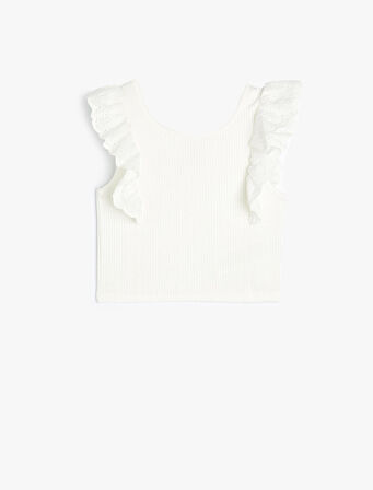 Atlet V Yaka Kalp Pencere Detaylı Kolsuz Pamuklu 