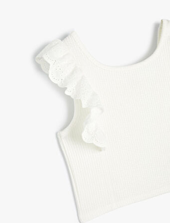 Atlet V Yaka Kalp Pencere Detaylı Kolsuz Pamuklu 