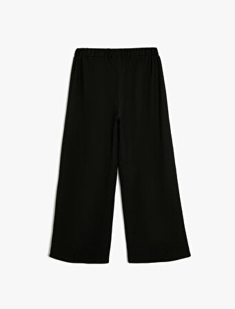Basic Pantolon Geniş Paça Beli Lastikli Dokulu