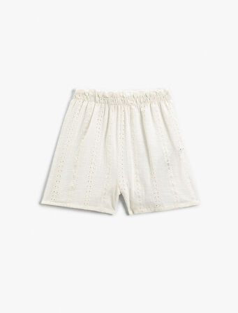 Şort Fistolu Beli Lastikli Pamuklu