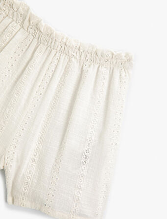 Şort Fistolu Beli Lastikli Pamuklu