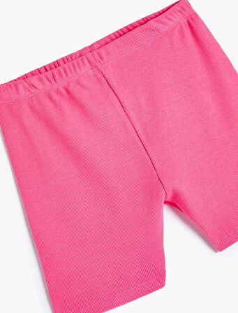 Basic Kısa Tayt Dokulu Beli Lastikli Pamuklu