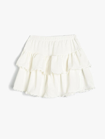 Mini Etek Katlı Beli Lastikli