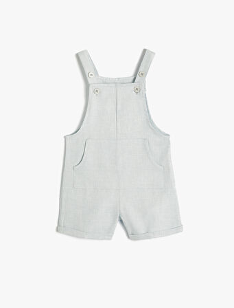 Keten Salopet Tulum Askılı Kanguru Cepli