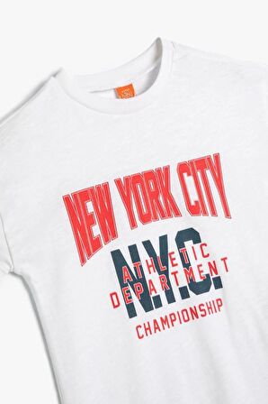 Koton Erkek Bebek Tişört Kısa Kollu Bisiklet Yaka Şehir Baskılı Pamuklu