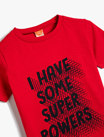 Tişört Kısa Kollu Bisiklet Yaka Baskılı Pamuklu