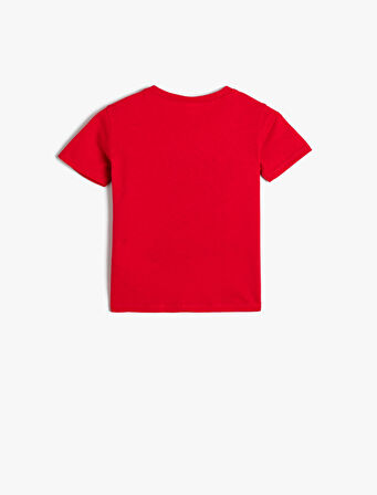 Tişört Kısa Kollu Bisiklet Yaka Baskılı Pamuklu