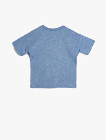 Tişört Baskılı Kısa Kollu Bisiklet Yaka Pamuklu