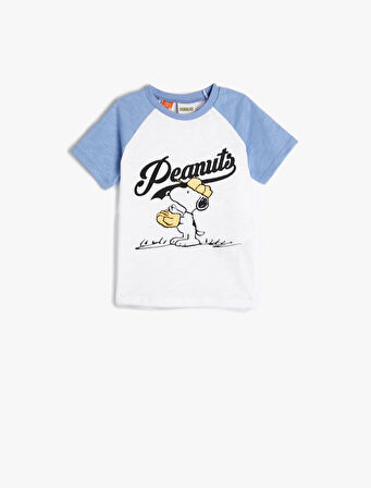 Snoopy Baskılı Lisanslı Tişört Uzun Kollu Bisiklet Yaka
