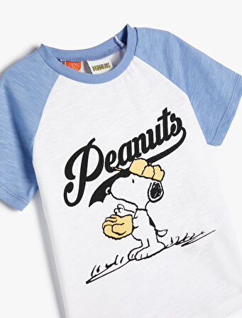 Snoopy Baskılı Lisanslı Tişört Uzun Kollu Bisiklet Yaka