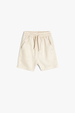 Koton Erkek Bebek Keten Karışımlı Şort Beli Bağlamalı Cepli