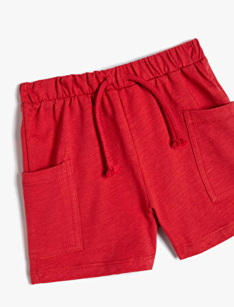 Basic Şort Beli Bağlamalı Cep Detaylı Pamuklu