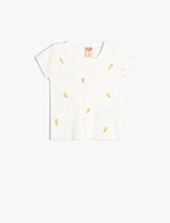 4SMG10089AK Koton Kız Bebek T-shirt EKRU