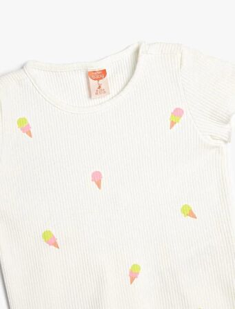 4SMG10089AK Koton Kız Bebek T-shirt EKRU