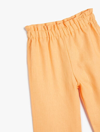 Bol Paça Pantolon Beli Lastikli Dokulu