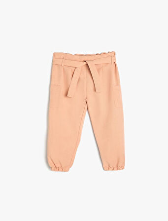 Kız Bebek Kargo Jogger Pantolon Kuşak Detaylı Cepli