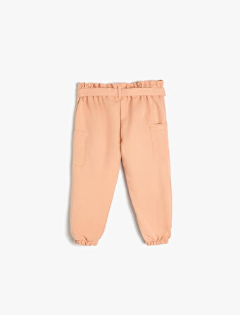 Kız Bebek Kargo Jogger Pantolon Kuşak Detaylı Cepli