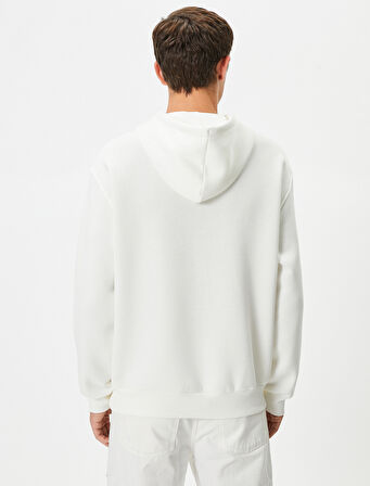 Kapşonlu Sweatshirt Uzakdoğu Baskılı Rahat Kesim Uzun Kollu