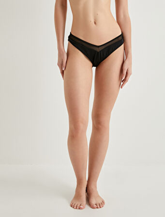 Bikini Altı Bel Detaylı V Kesim Normal Bel