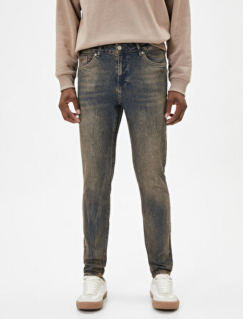 Skinny Fit Yıkamalı Kot Pantolon - Michael Jean