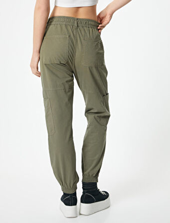 Kargo Jogger Pantolon Zincir Detaylı Yüksek Bel Pamuklu