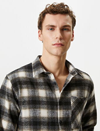 Oduncu Gömleği Cep Detaylı Klasik Yaka Düğmeli Uzun Kollu