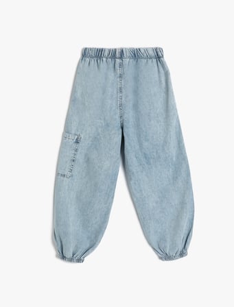 Kot Pantolon Kat Detaylı Cepli Pamuklu - Parachute Jean
