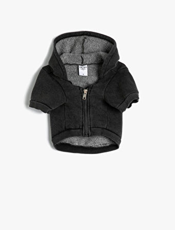Kapüşonlu Köpek Sweatshirt Fermuarlı İçi Peluş Antibakteriyel