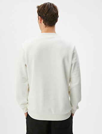 Slogan Baskılı Sweatshirt Uzakdoğu Temalı Bisiklet Yaka