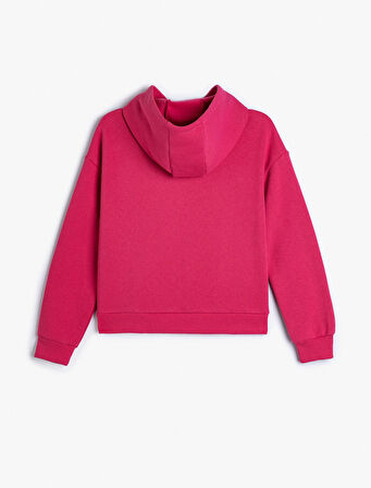 Kapşonlu Sweat Uzun Kollu Kayak Baskılı İşleme Detaylı Şardonlu 