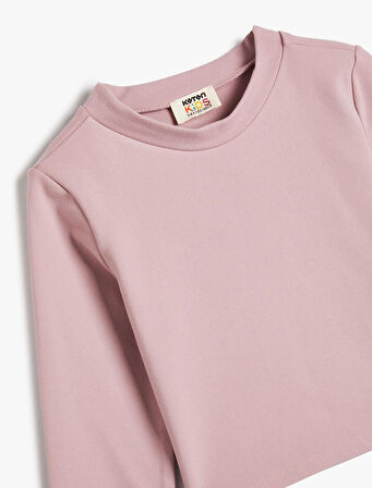 Kız Çocuk Basic Tişört Uzun Kollu Bisiklet Yaka